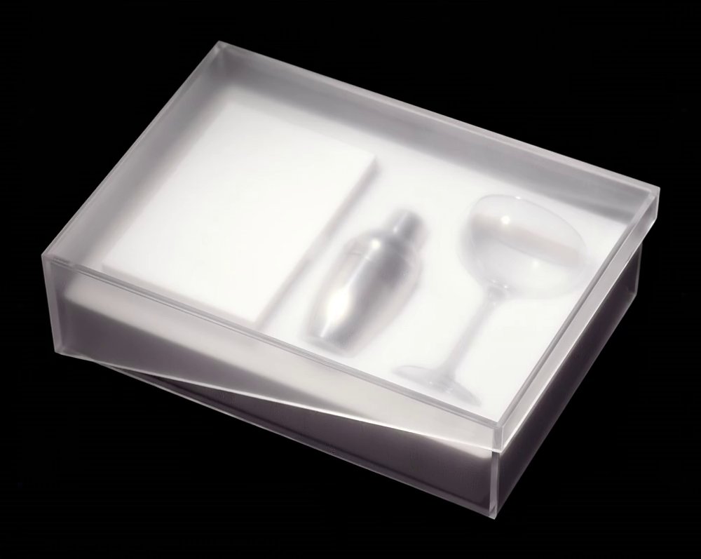 Frosted acrylic luxury PR box for a fashion brand, closed